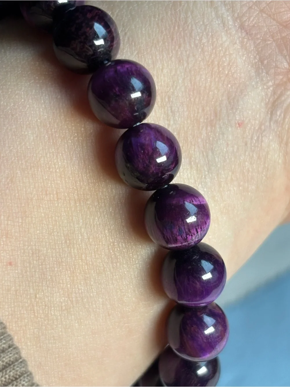 10mm Purple Tiger Eye Beaded Stretch Bracelet